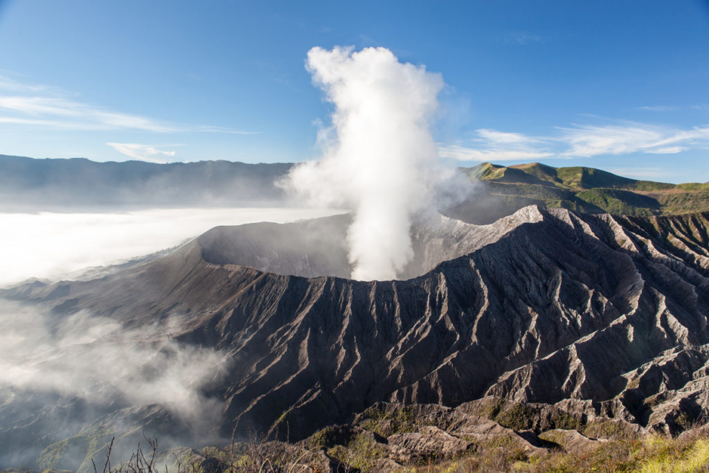 Volcano crater at sunrise